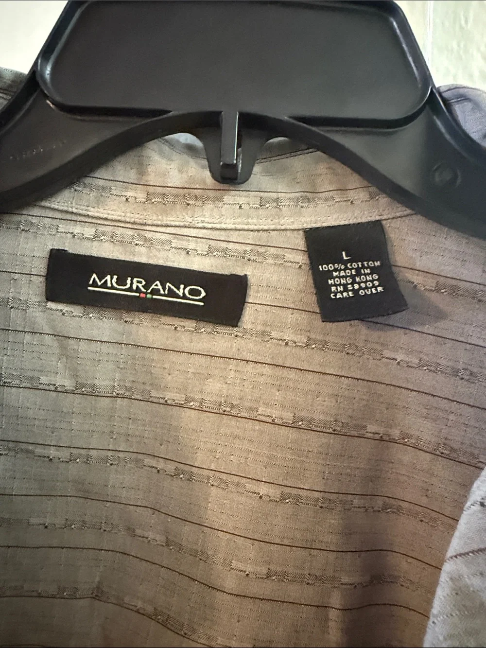 Murano Men's Light Gray Striped Button-Up Shirt
